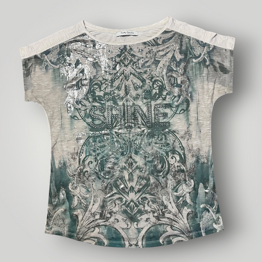 Betty Barclay "SHINE" Vintage 2010's Y2K Graphic T-Shirt (Дамско)