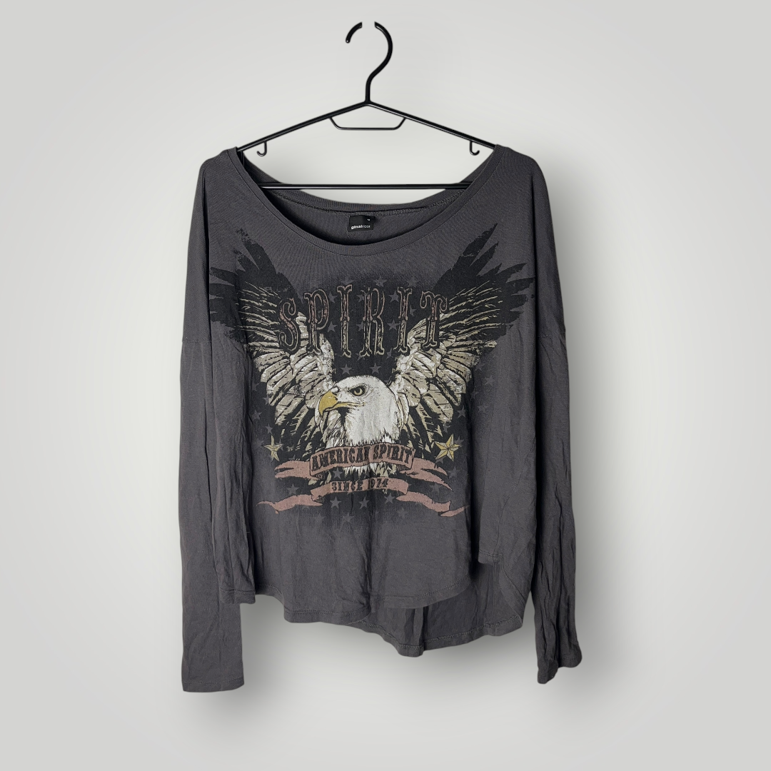 American Spirt 2010's Y2K Oversized Long Sleeve Graphic Shirt (Дамско)