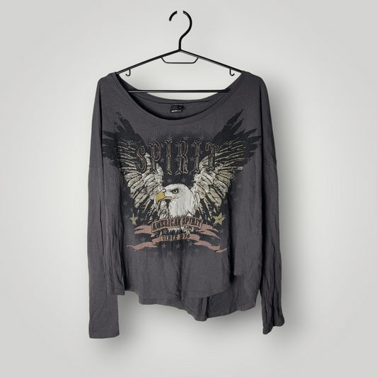 American Spirt 2010's Y2K Oversized Long Sleeve Graphic Shirt (Дамско)