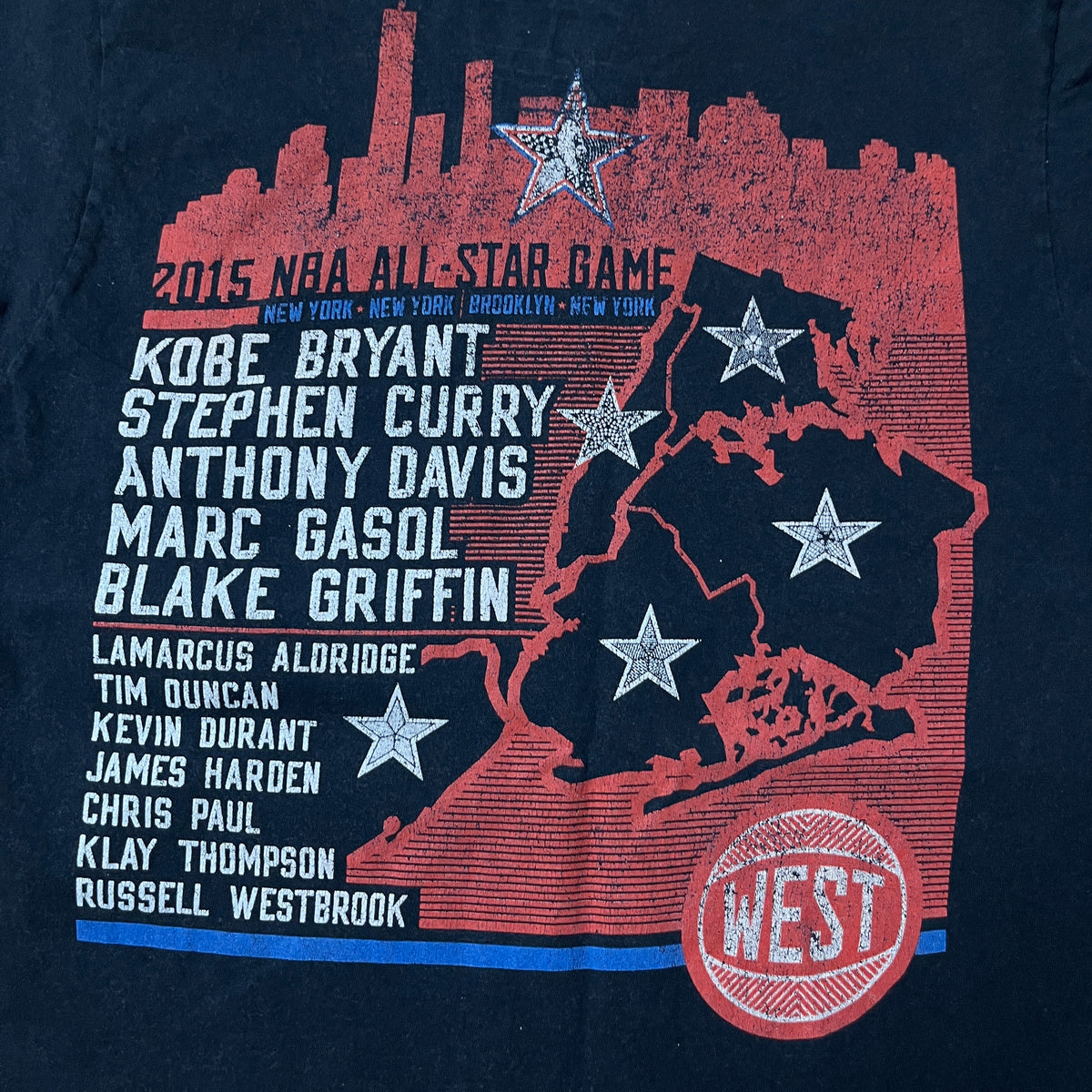 Adidas 2015 NBA West All-Stars "The Go-To Tee" Tubular Knit Basketball Graphic T-Shirt