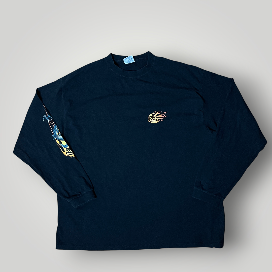 Billabong Y2K Graphic Fire Dragon Skater Long Sleeve Shirt