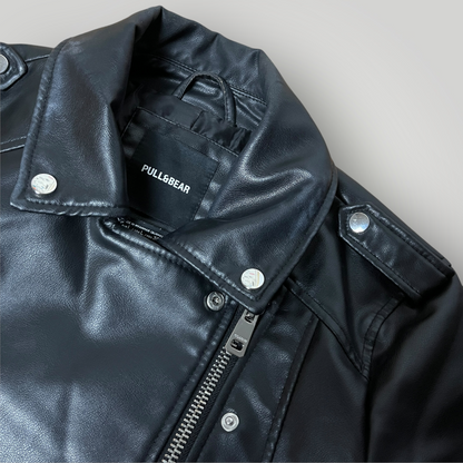 PULL&BEAR Y2K Leather Biker Cropped Jacket (Дамско)
