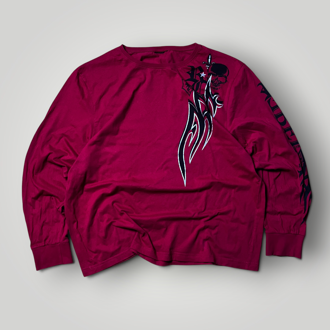 Y2K Tribal Heavy Cotton Graphic Skater Long Sleeve Shirt