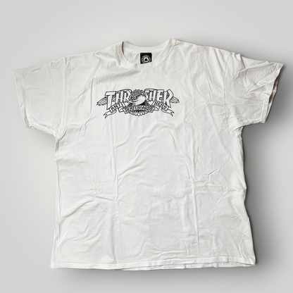 Thrasher x Anti Hero Mag Banner Heavy Cotton Tubular Knit Graphic Skater T-Shirt