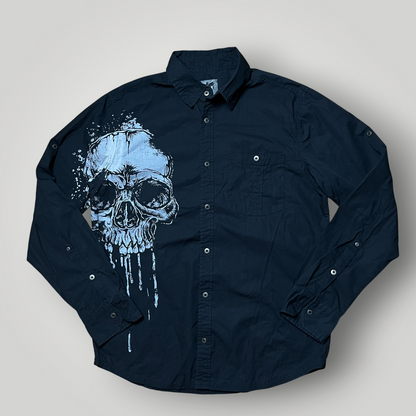 EMP 2000's Style Y2K Graphic Skull Button Up Long Sleeve Shirt