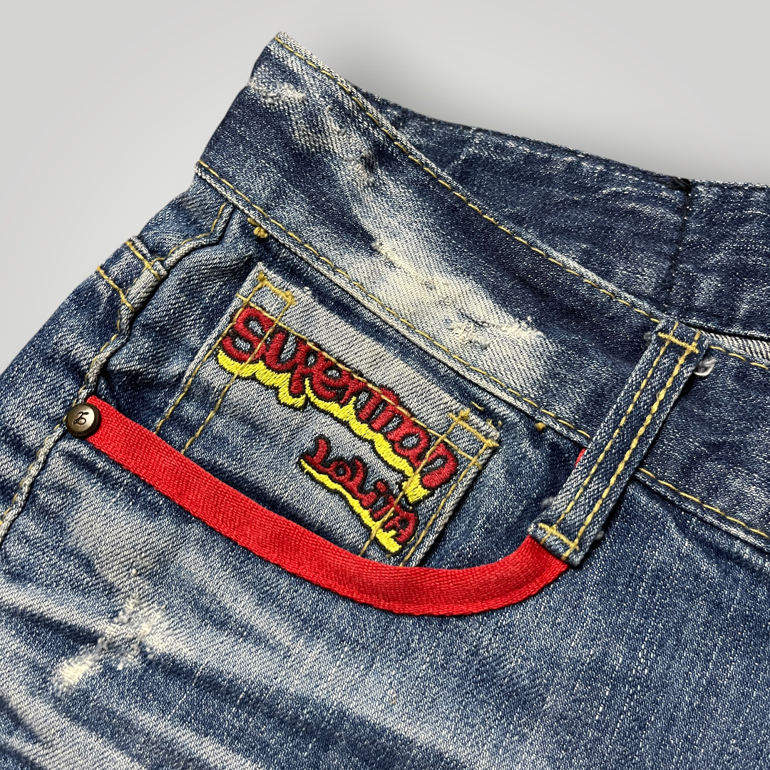 Yoshitomo Nara x Lolita Jeans "Nerdy Superman" Vintage 2000's Y2K Denim Shorts (Дамско)
