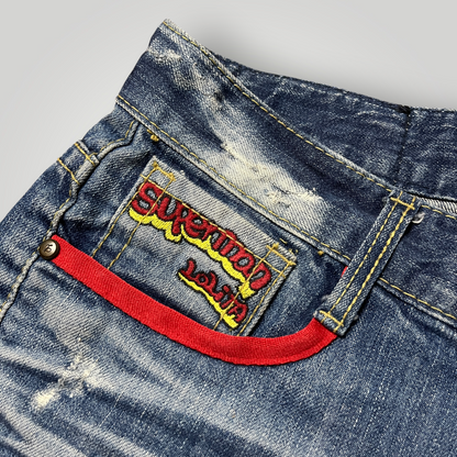 Yoshitomo Nara x Lolita Jeans "Nerdy Superman" Vintage 2000's Y2K Denim Shorts (Дамско)