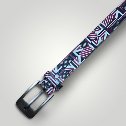 Vintage Y2K 2000's USA UK Pattern High Quality Leather Belt