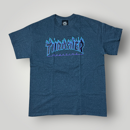 Thrasher "Flame Logo" Tubular Knit Heavy Cotton Y2K Skater Graphic T-Shirt