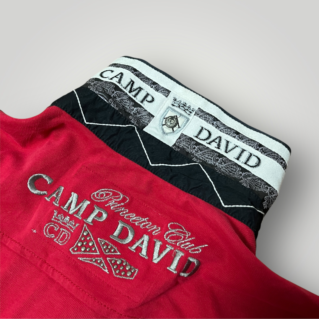 Camp David Limited Edition Y2K Biker Luxury Embroidered Long Sleeve Polo Shirt