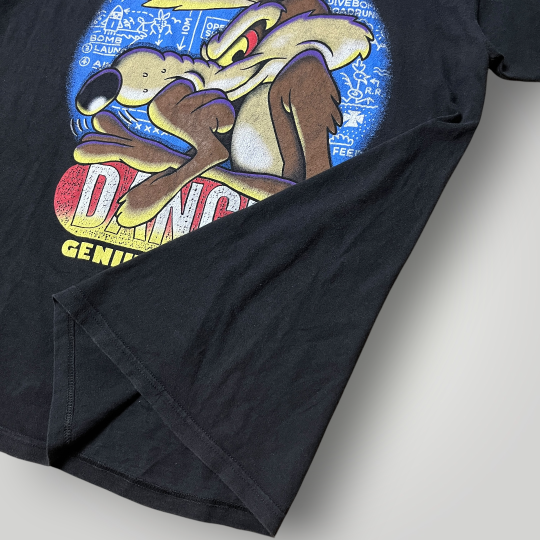 Warner Bros Looney Tunes Vintage 90's Wile E. Coyote Graphic Tubular Knit Faded USA MADE T-Shirt