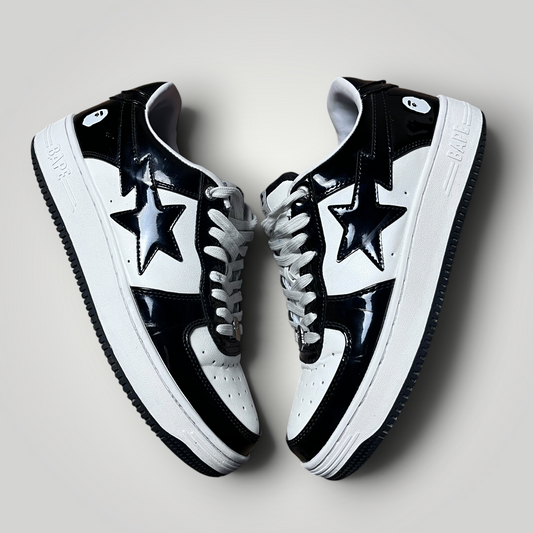 BAPE STA (A Bathing Ape) Patent Leather Nlack White (Replica)