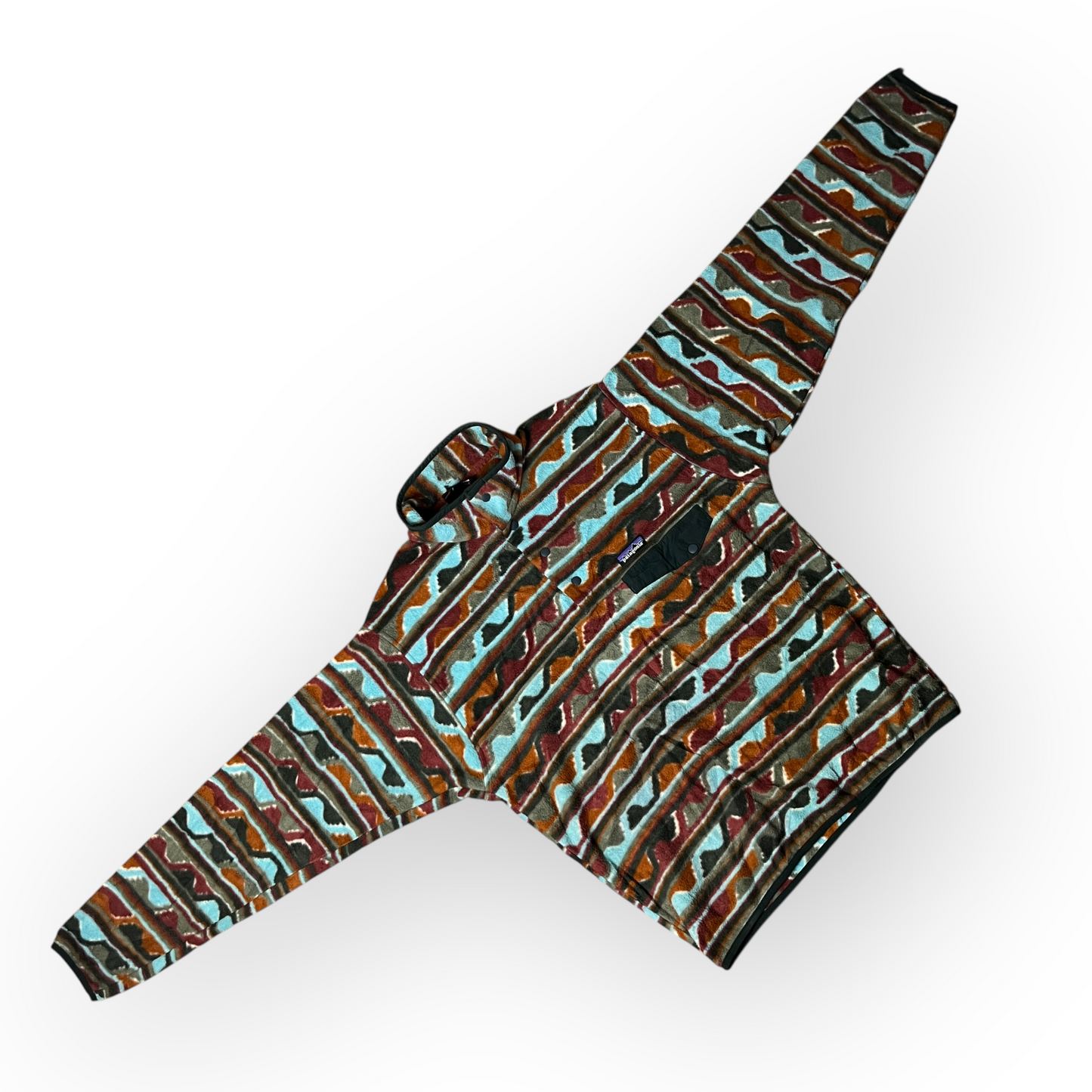 Patagonia Striped Sediment Hills Wave Pattern Synchilla Sweater Pullover Snap Fleece !RARE!