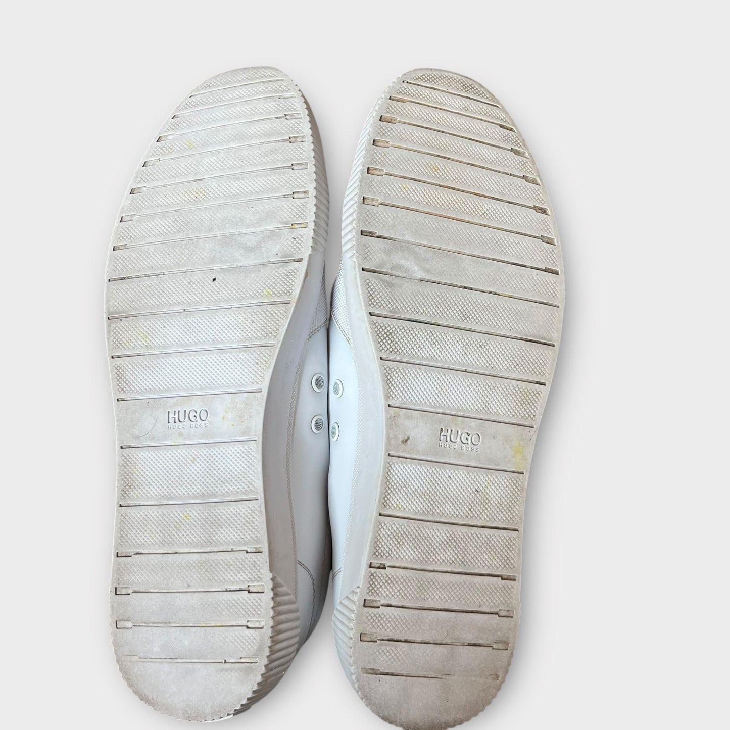 HUGO BOSS White Snake Leather Sneakers
