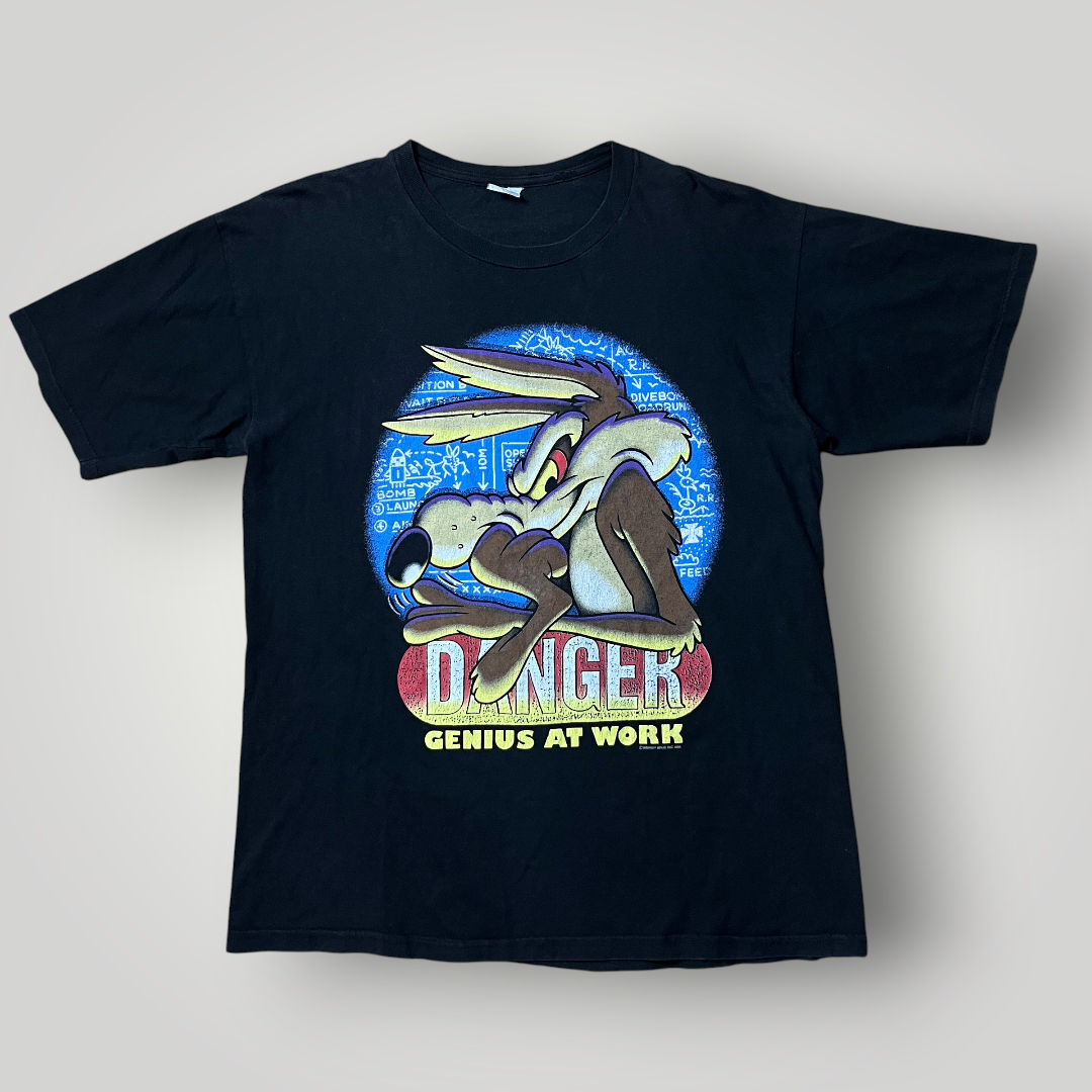 Warner Bros Looney Tunes Vintage 90's Wile E. Coyote Graphic Tubular Knit Faded USA MADE T-Shirt