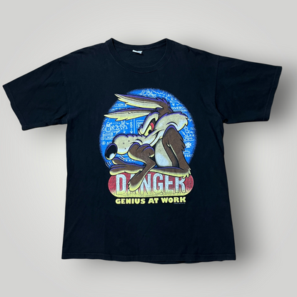 Warner Bros Looney Tunes Vintage 90's Wile E. Coyote Graphic Tubular Knit Faded USA MADE T-Shirt