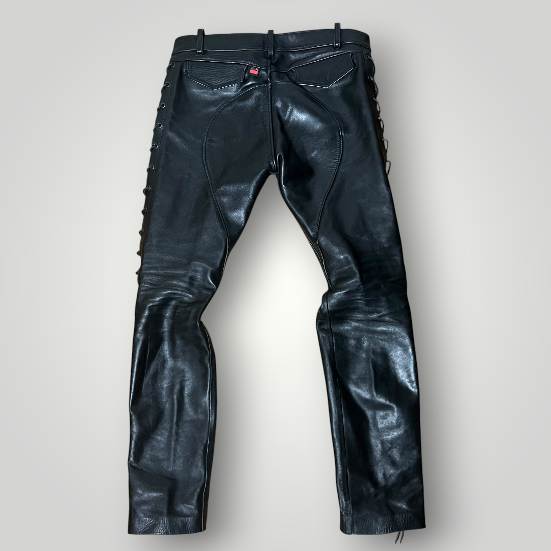 RoB Amsterdam "Hipster" Biker Full Grain Leather Jeans Vintage 2000's Y2K Gothic Punk Pants