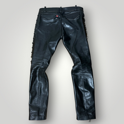 RoB Amsterdam "Hipster" Biker Full Grain Leather Jeans Vintage 2000's Y2K Gothic Punk Pants