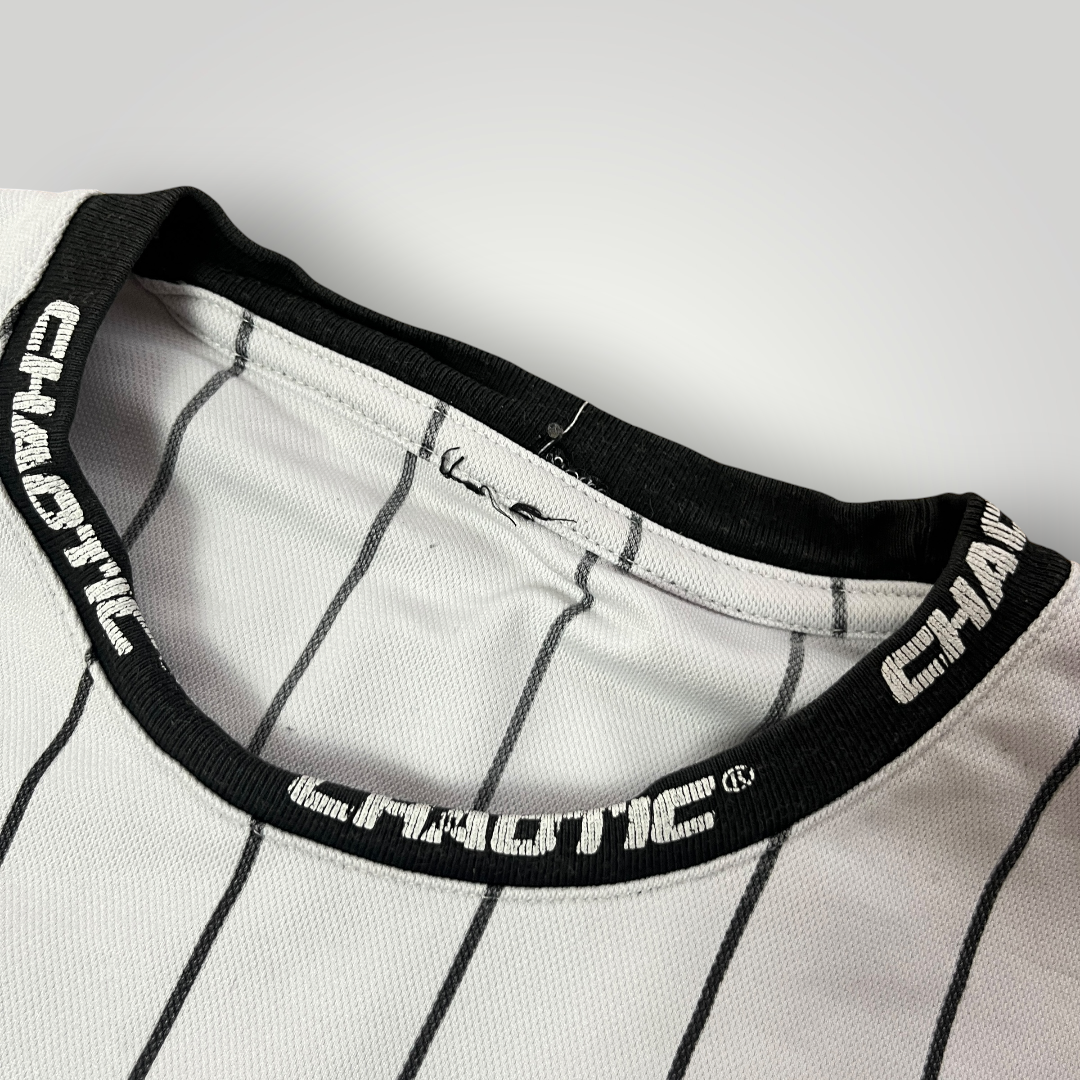 FSBN "Chaotic" Y2K Lettered Striped Jersey T-Shirt