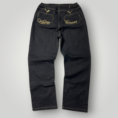 Apple Bottom ls Vintage 2000's Y2K Hip-Hop Embroidered Heavy Cotton Black Baggy Jeans (Дамско) (Rep)