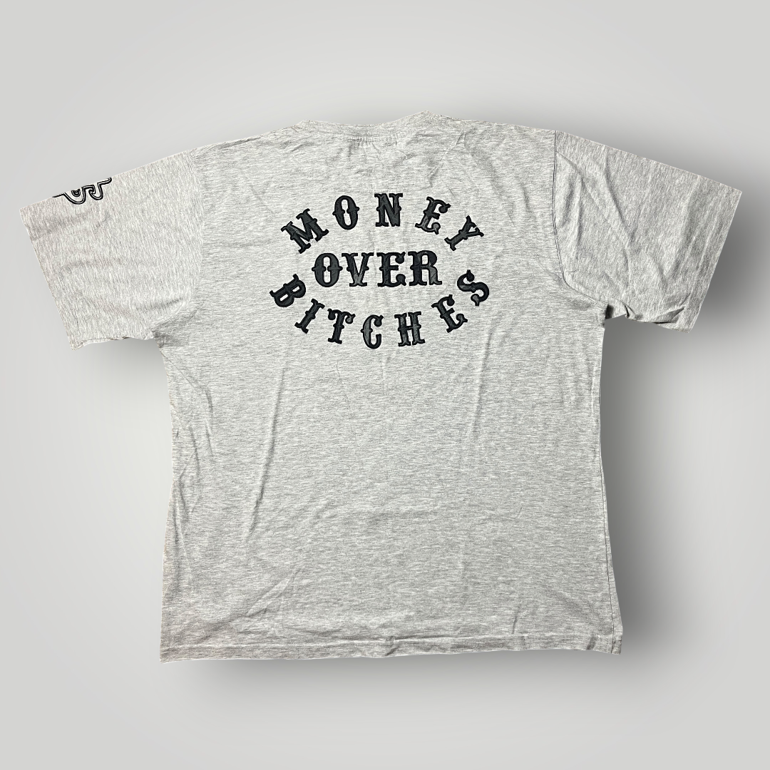 Organized Crime "Money Over Bitches" Y2K Lettered Hip-Hop T-Shirt