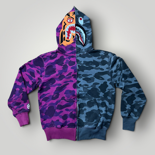 BAPE A Bathing Ape Color Camo Tiger Shark 2021 Heavy Cotton Full Zip-Up Hoodie (Replica)