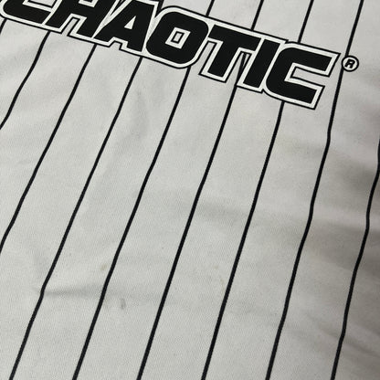 FSBN "Chaotic" Y2K Lettered Striped Jersey T-Shirt