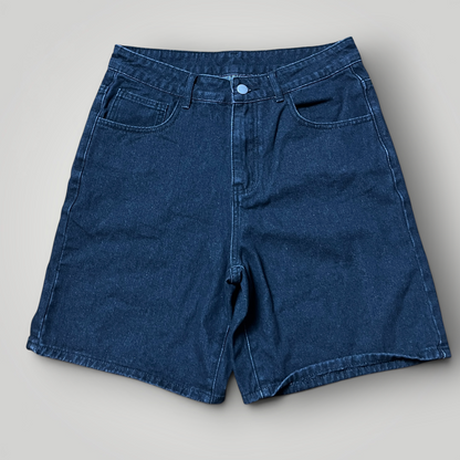 Romwe Y2K Goth Embroidered Denim Jorts